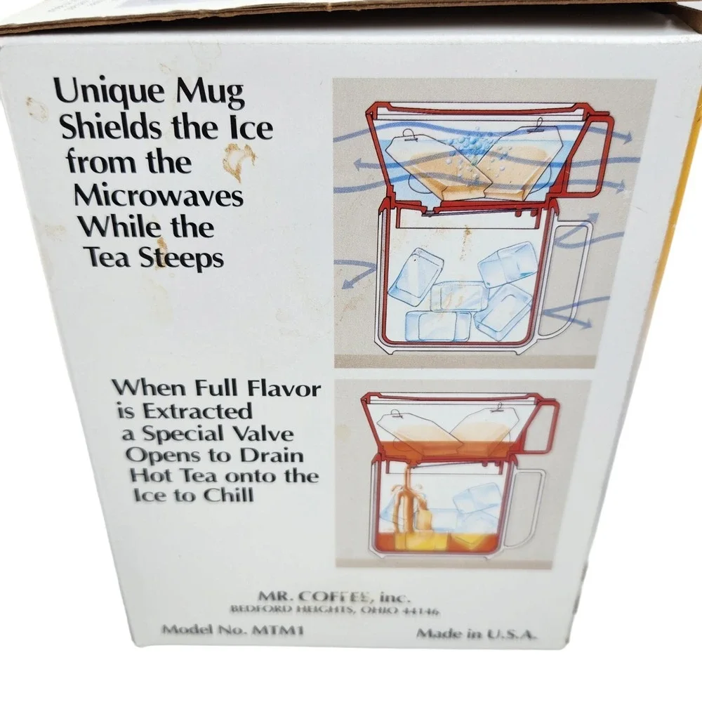 ICED TEA MAKER Vintage MR. COFFEE Microwave Brewing Pot Red & White  20 Oz NEW